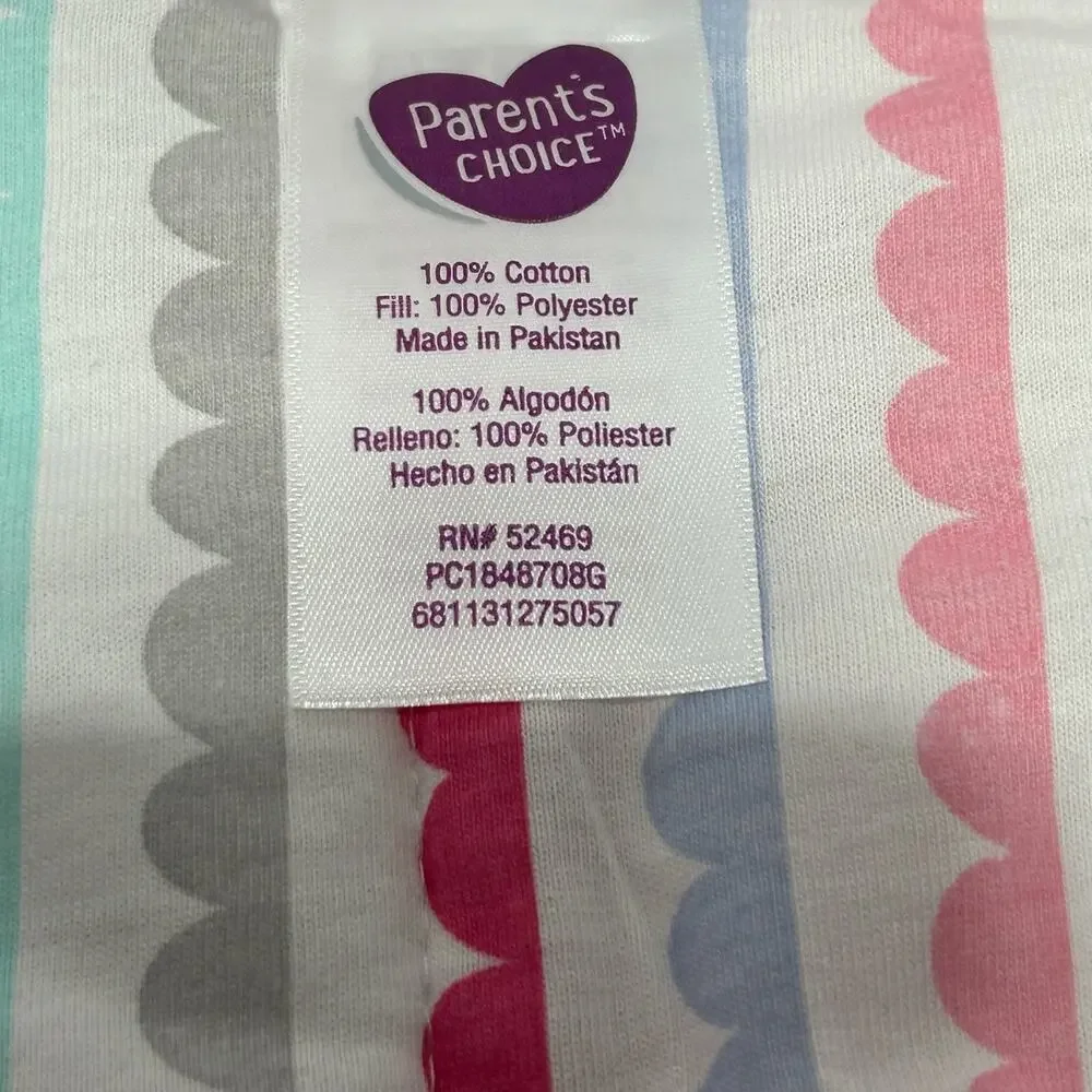Parents Choice Walmart Pink Floral Flower Scallop Stripe Double Sided Blanket